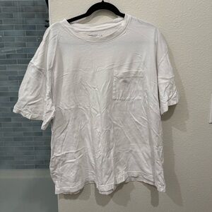 Abercrombie White Oversized Fit Pocket Tee